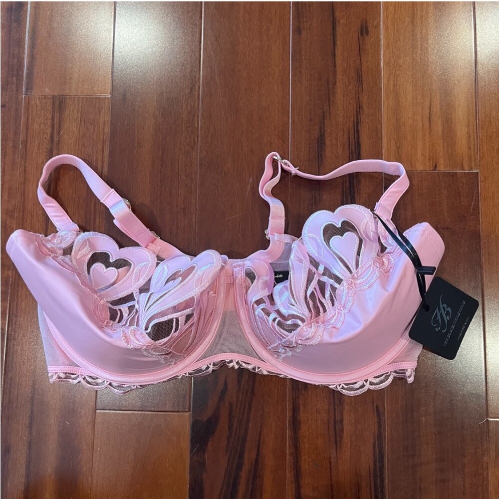 New NWT Honey Birdette Pink Heart Bra Lace Padded Lingerie Intimates Size 38G